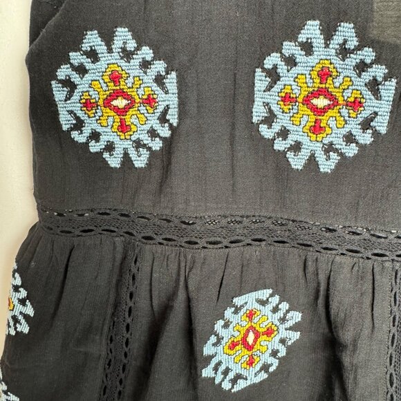 The Great. The Roam Top with Folklore Embroidery Black Size 0 Cowgirl Boho - Picture 6 of 11